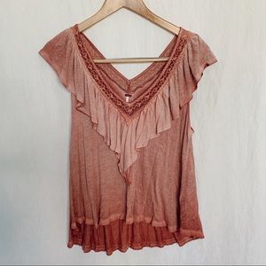 NWT ✨Free People✨ Rose Lace with Ruffle Top